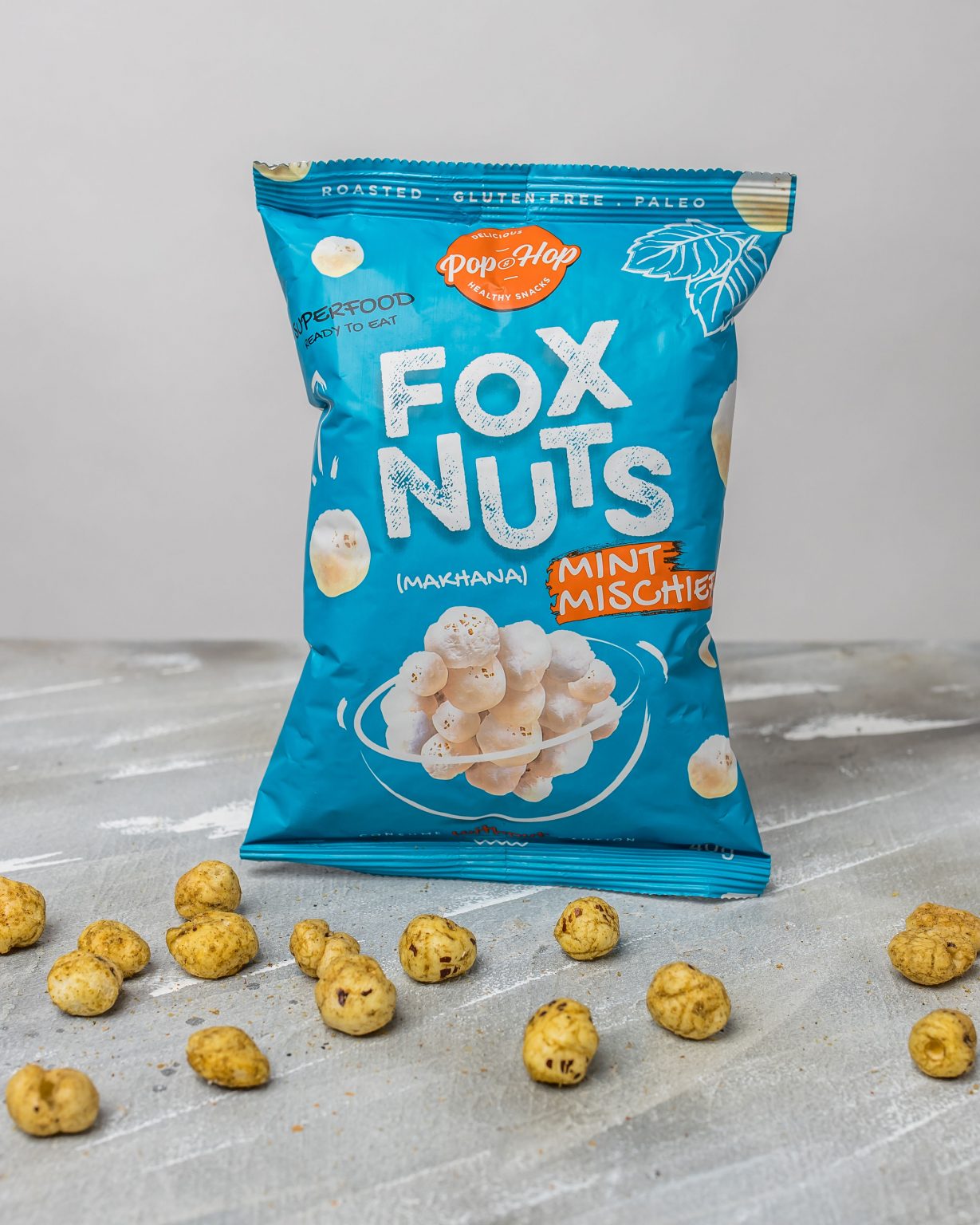 Four Pack of Fox Nuts Mint Mischief PopnHop Makhanas Yummy Bodega